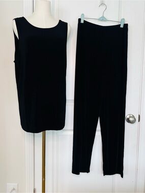 CHICOS TRAVELERS two PIECE Black Slinky Tank Top & Pants Sz 3~XL Career Casual